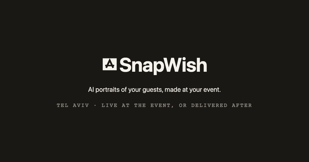 The SnapWish page: a photograph of a guest turned into a portrait.